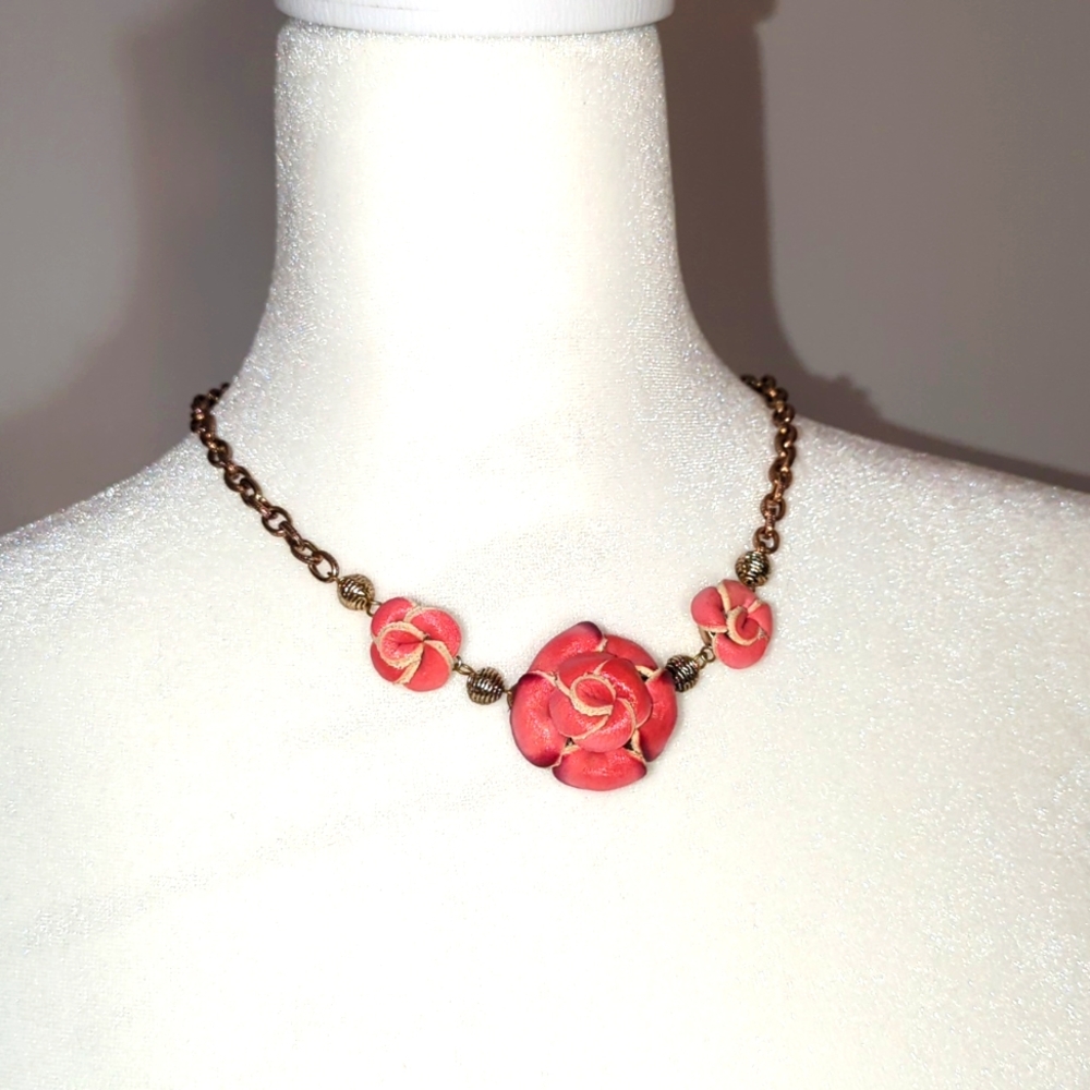 Leather Rosette Necklace